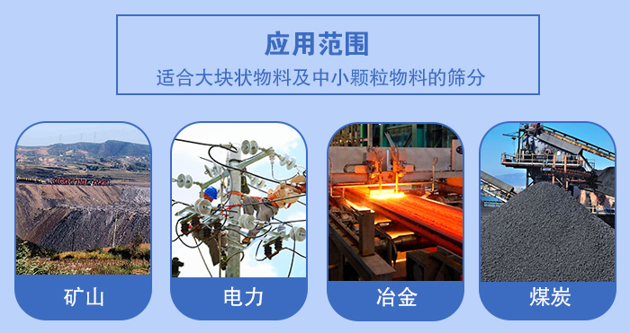 礦業(yè)振動篩應(yīng)用行業(yè)：適合大塊狀物料及中小顆粒物料的篩分：礦山，電力，冶金，煤炭等。